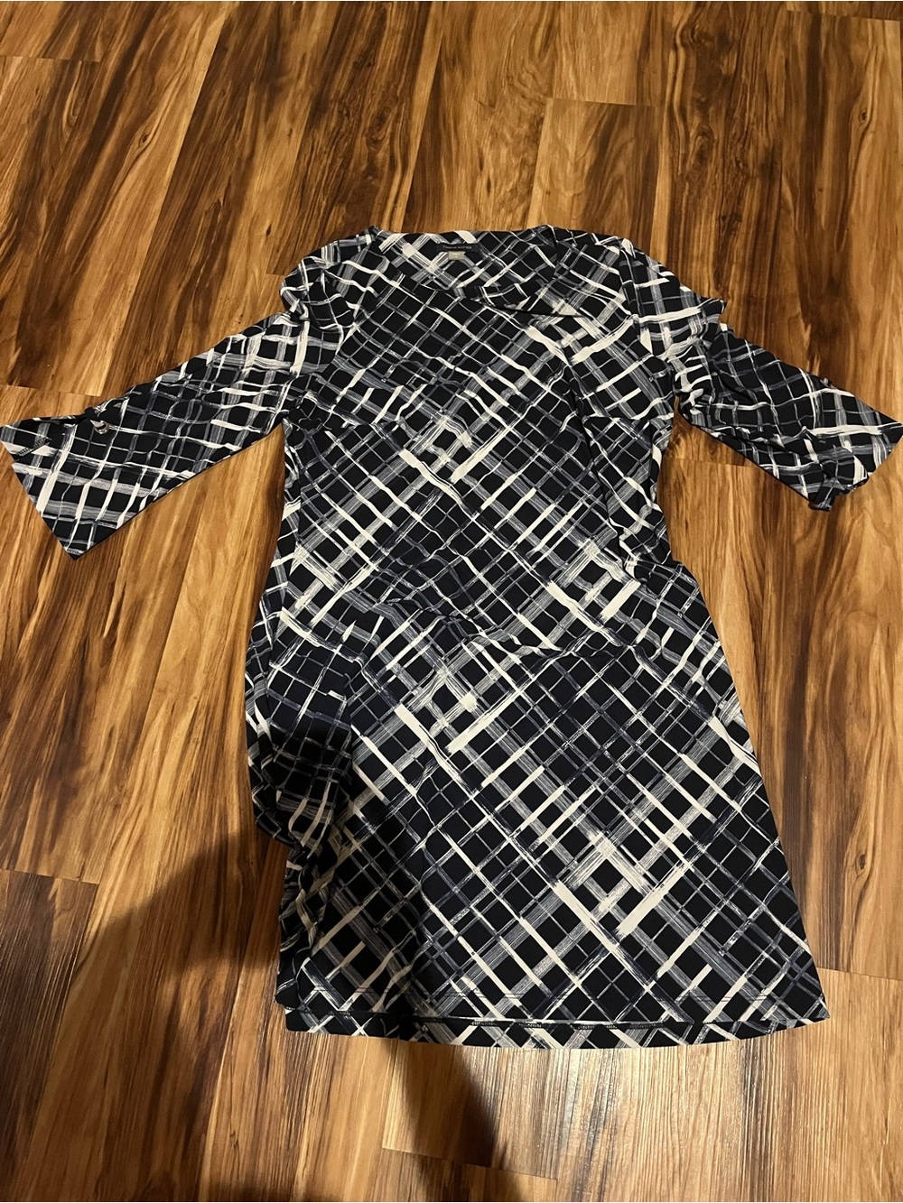 Tommy Hilfiger Navy and White Plaid Midi Dress